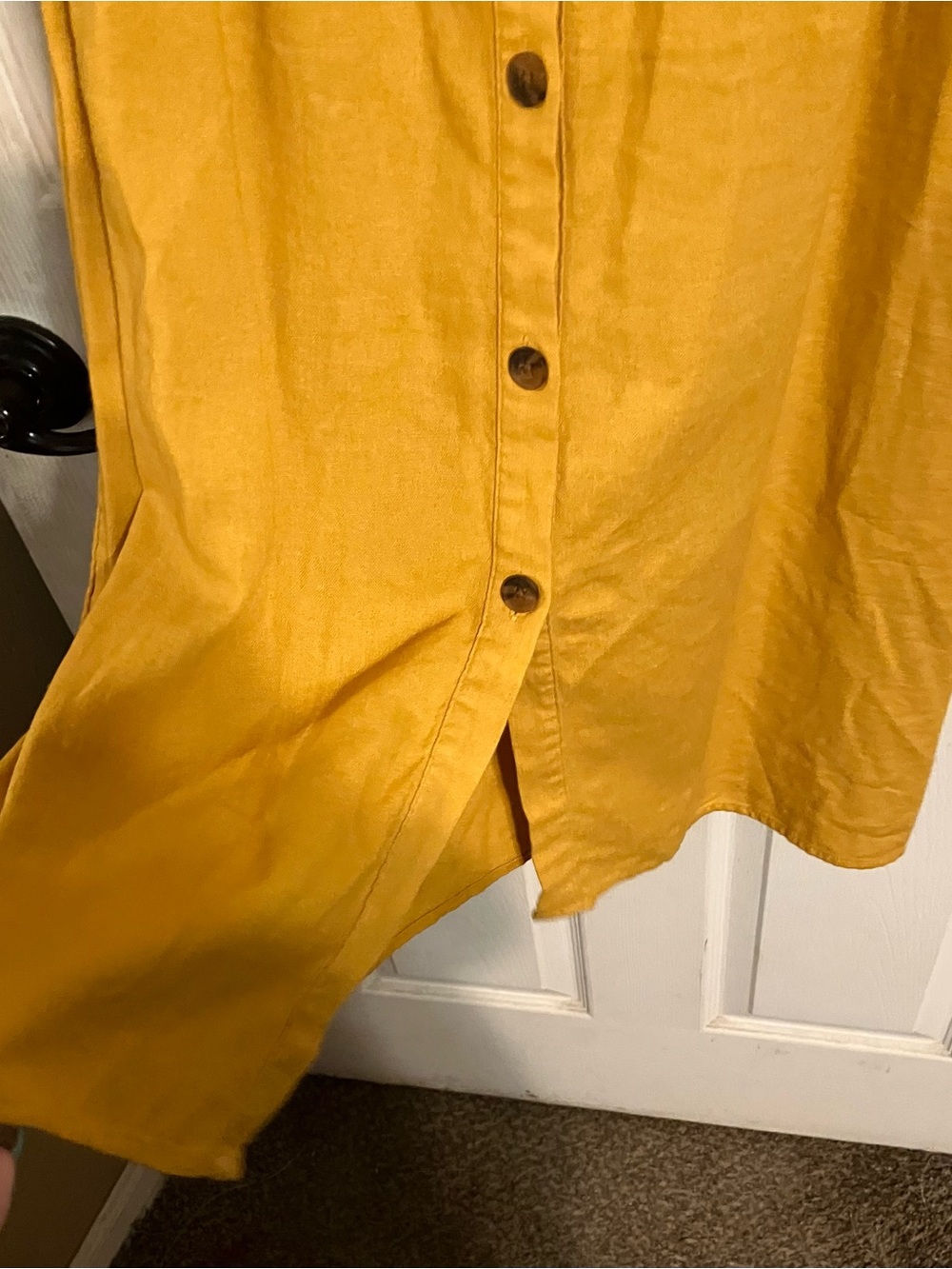 Old Navy Button Front Smocked Back Boho Sundress Mustard Yellow Size L - Picture 5 of 6